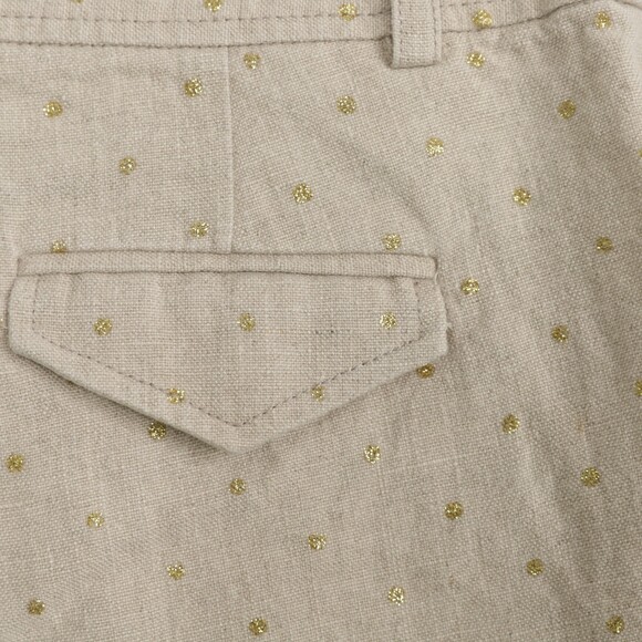 J Crew Linen Beige Gold Polka Dot Chino City Shorts Size 2 - Picture 8 of 10